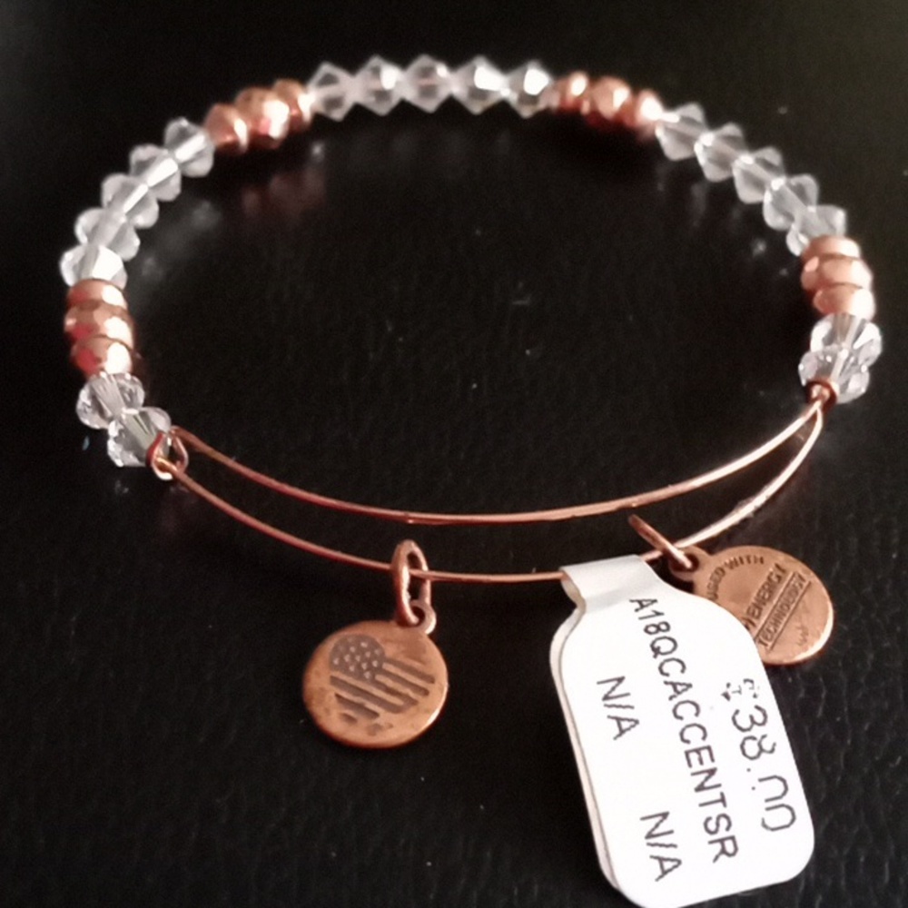ALEX AND ANI CLEAR SWAROVSKI CRYSTAL AND ROSE GOLD TONED WIRE AND BEADS - Picture 4 of 5